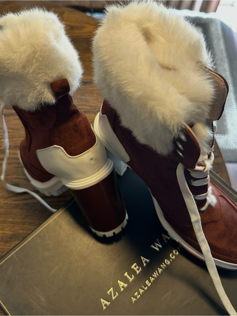 Women's Brown Faux Fur Trim Winter Boot Sneakers